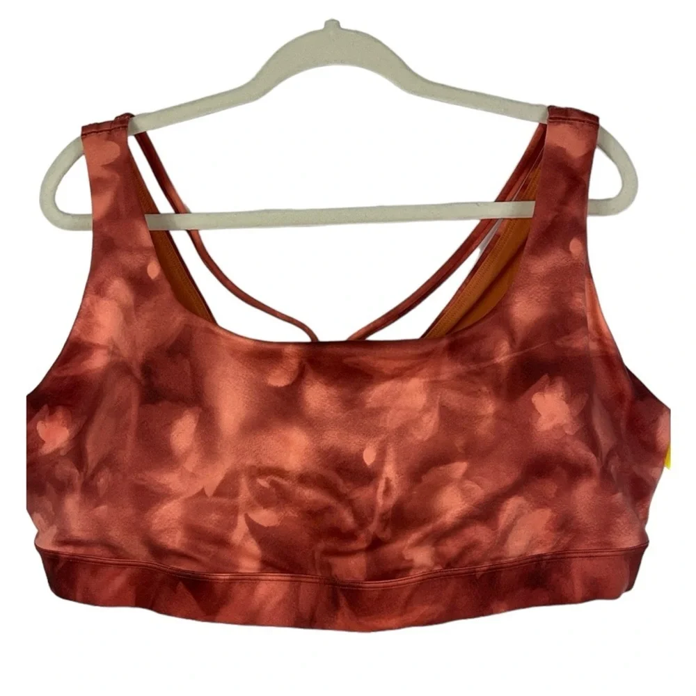 Athleta Women's Exhale Powervita Sports Bra Sz 2X Tye Dye Coral Color - Picture 1 of 11
